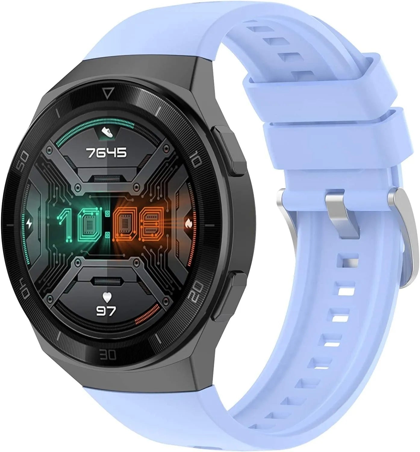 Silicone Strap, on a watch, 3/4 front view