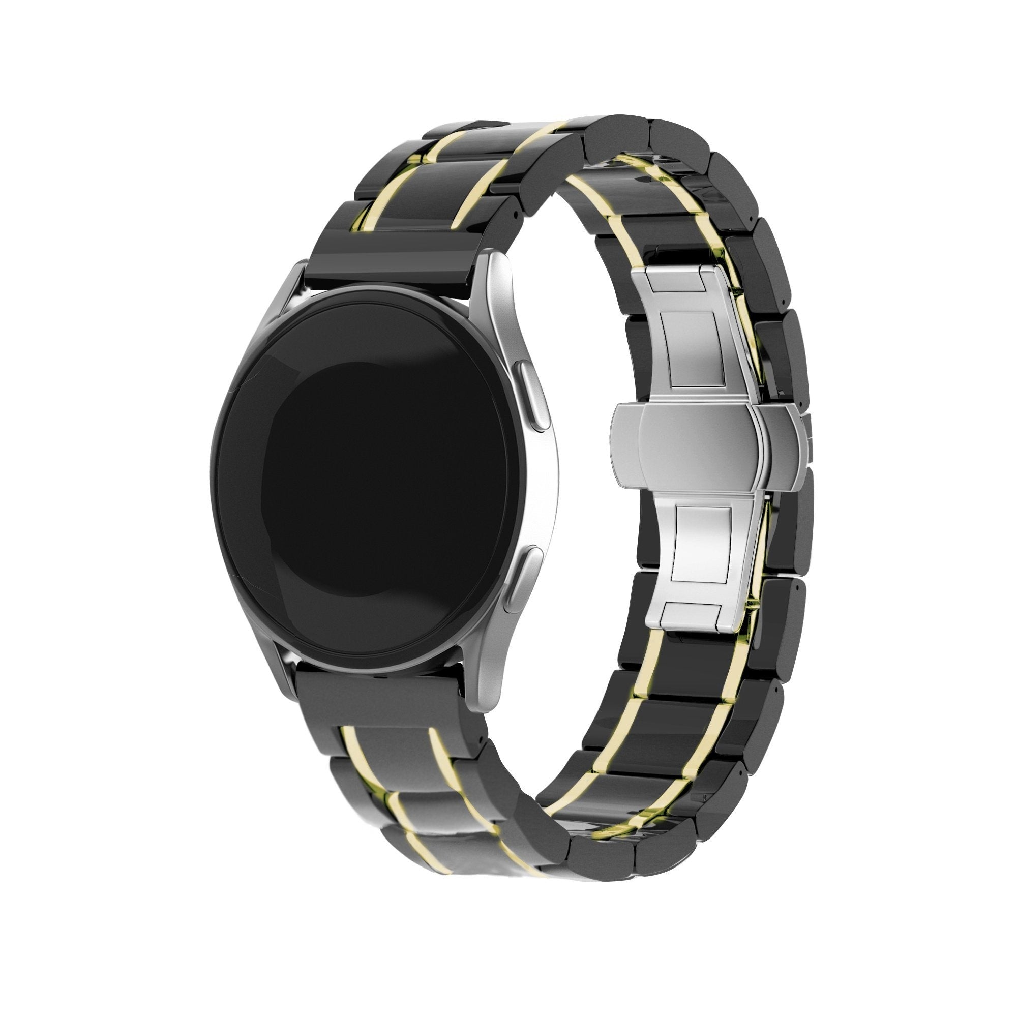 Correa ceramica con establones Samsung Galaxy Watch 4 Classic 46mm (negro/dorado)