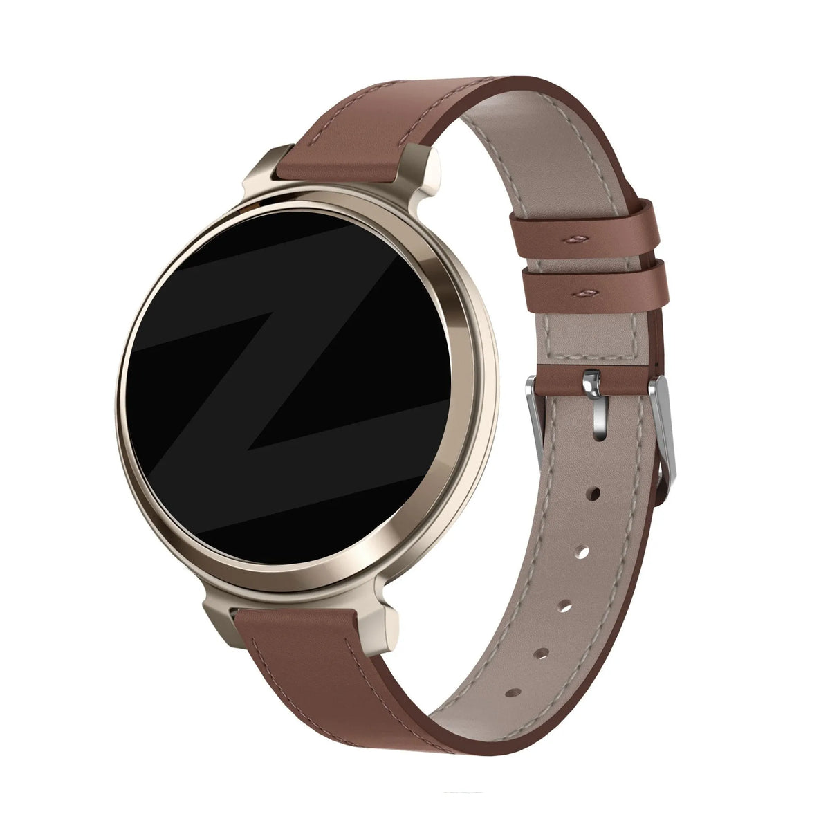 Leather Strap 'Classic', brown, on a watch, 3/4 front view