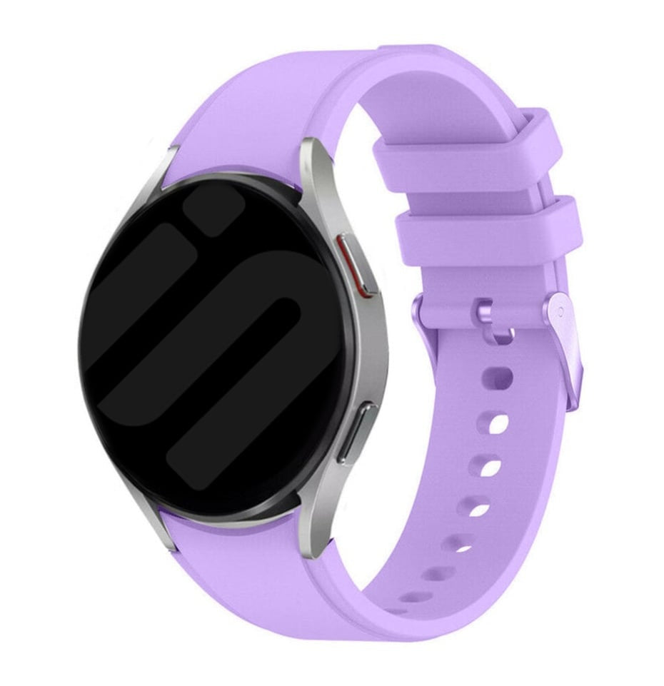 Silicone Strap 'Perfect Fit', lilac, on a watch, 3/4 front view