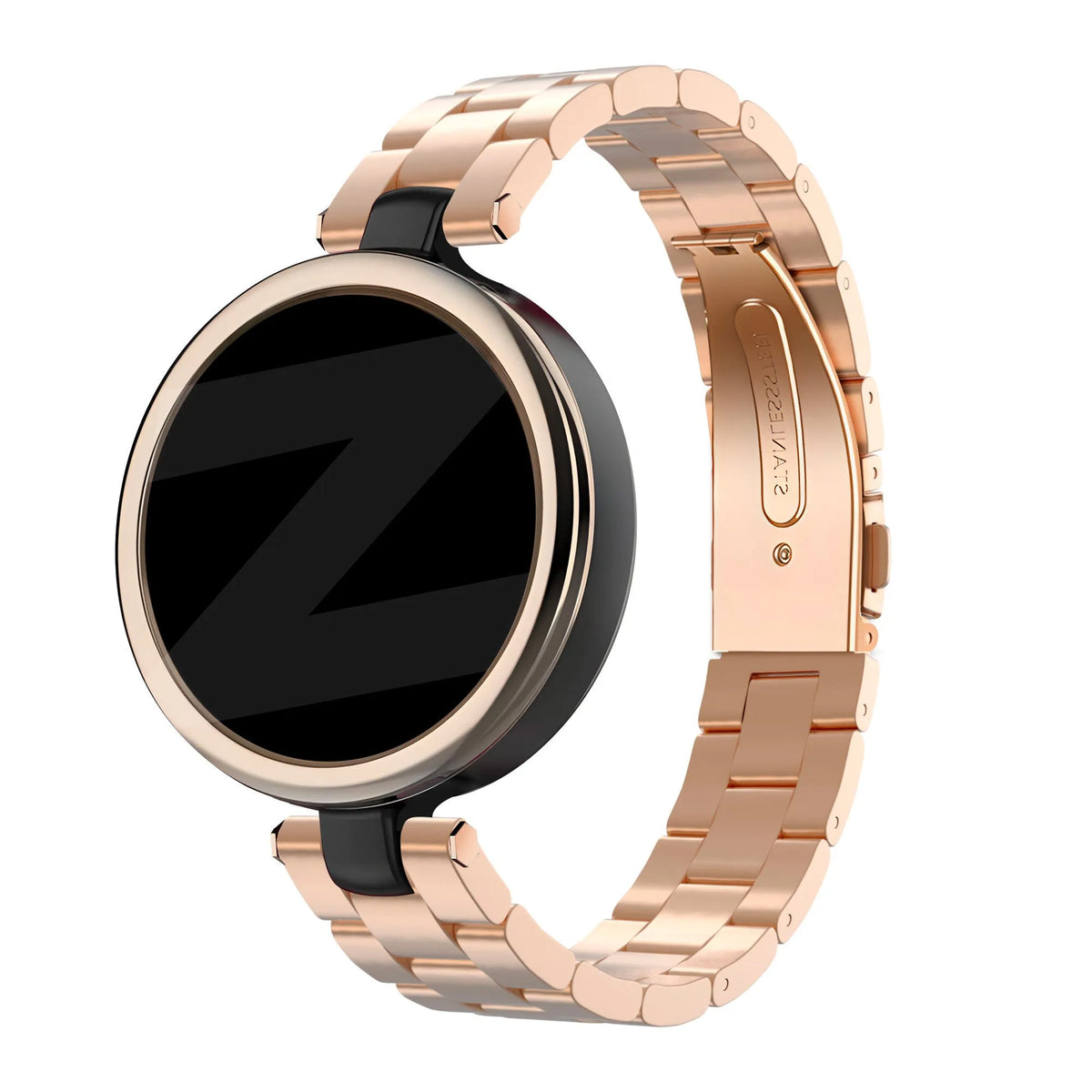 Steel Strap 'Classic', rose gold, on a watch, 3/4 front view