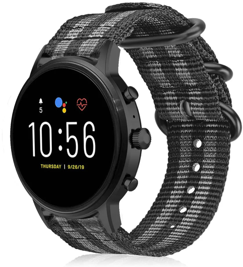 Bracelet nylon con hebilla Fossil Gen 4 Explorist HR (negro/gris)