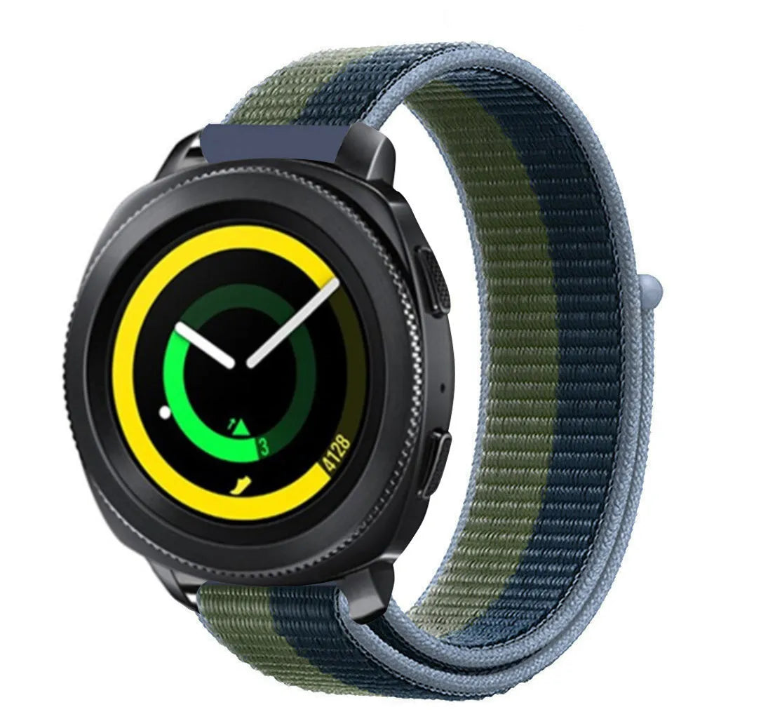 Nylon Strap, moss green, on a watch, 3/4 front view