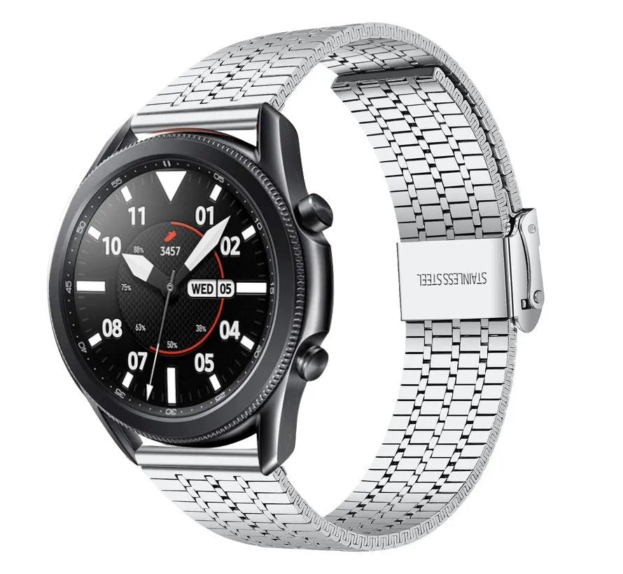 Fine Steel Strap, silver, on a watch, 3/4 front view