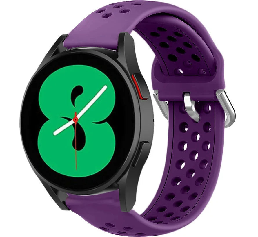 Breathable Silicone Strap, purple, on a watch, 3/4 front view