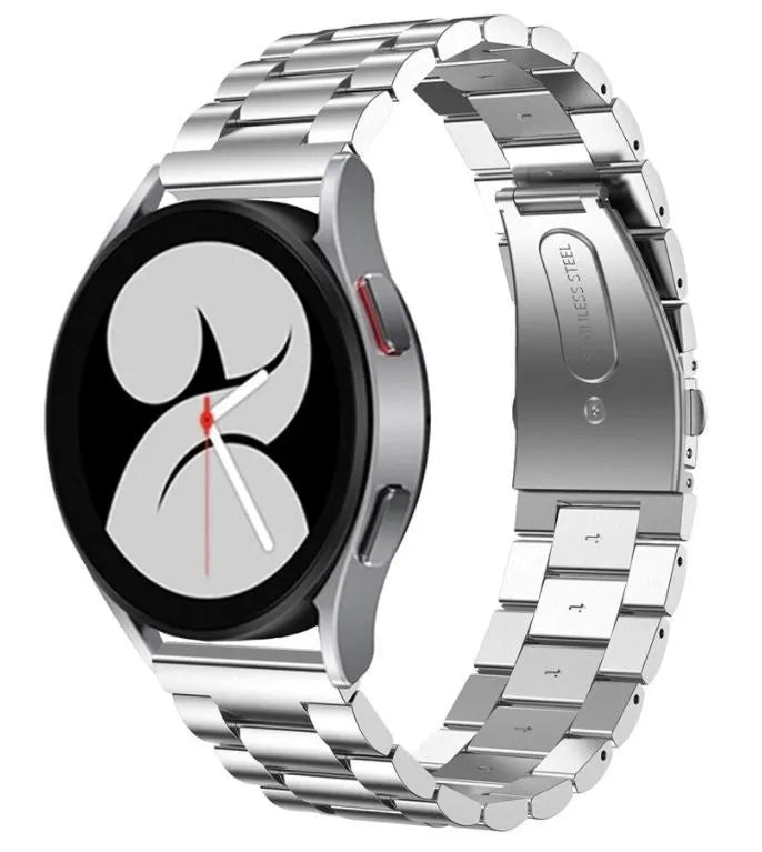 Steel Strap, silver, on a watch, 3/4 front view