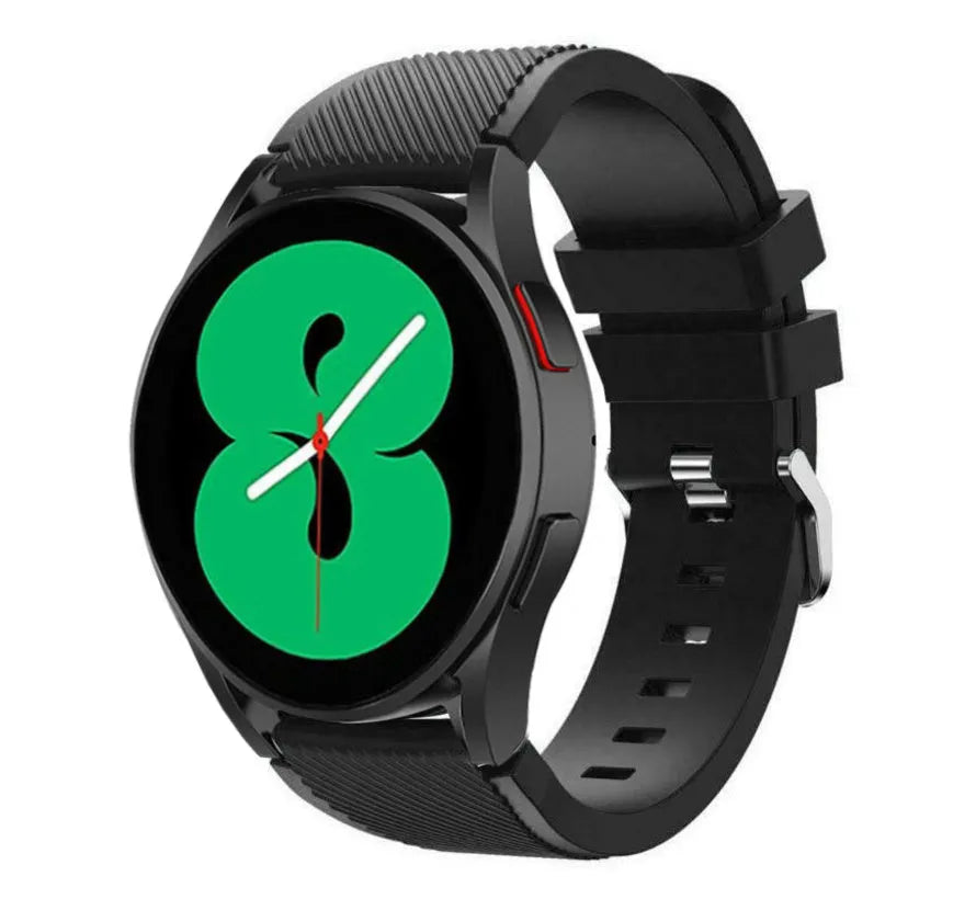 Twill Silicone Strap, black, on a watch, 3/4 front view