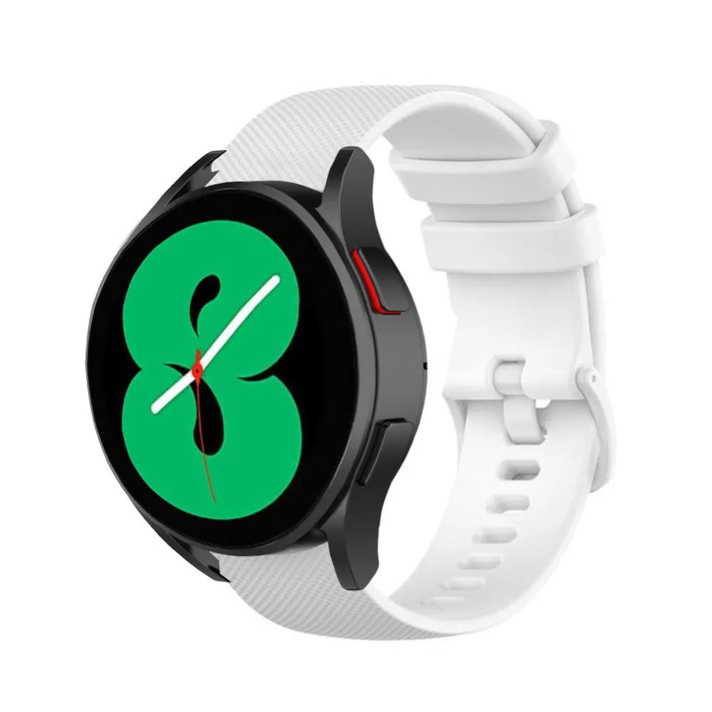Premium Silicone Strap, white, on a watch, 3/4 front view
