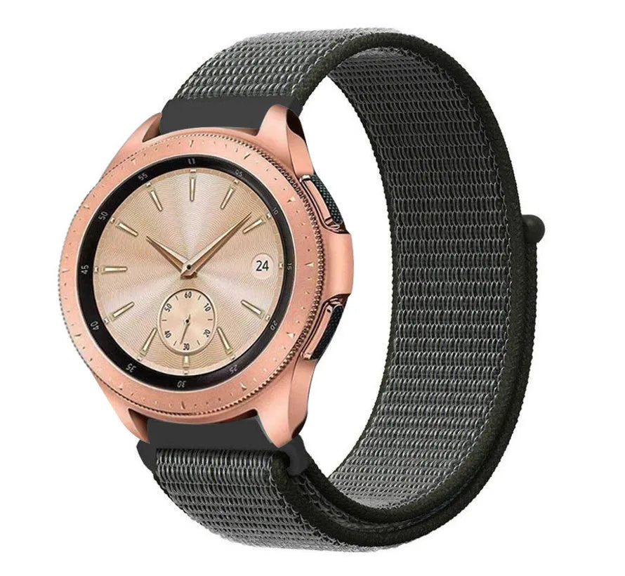 Nylon Strap, green, on a watch, 3/4 front view