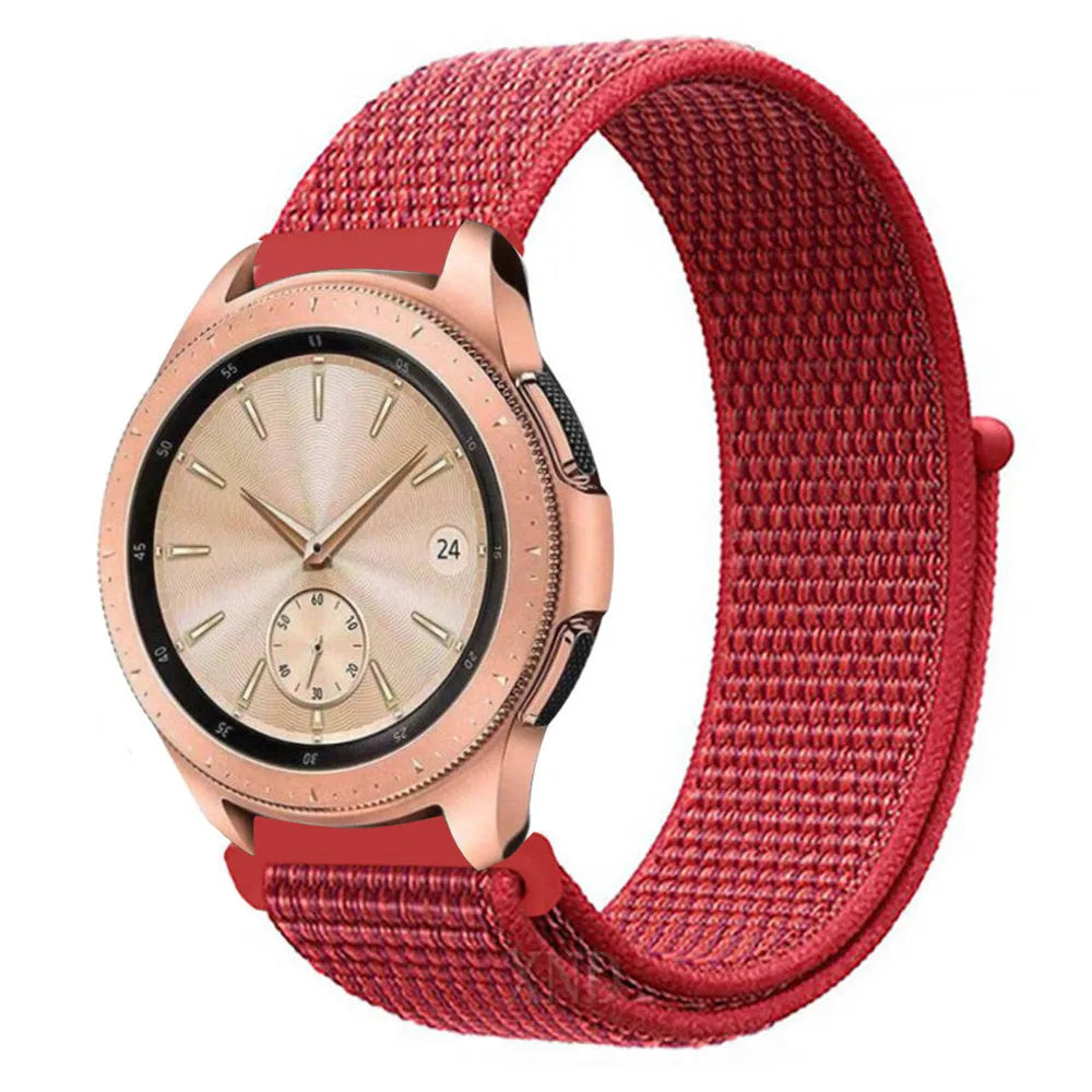 Nylon Strap, red, on a watch, 3/4 front view