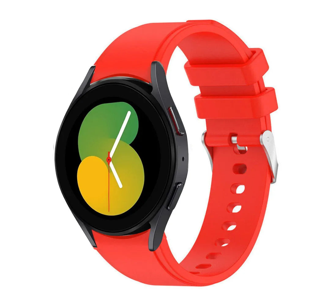 Silicone Strap 'Perfect Fit', bright red, on a watch, 3/4 front view