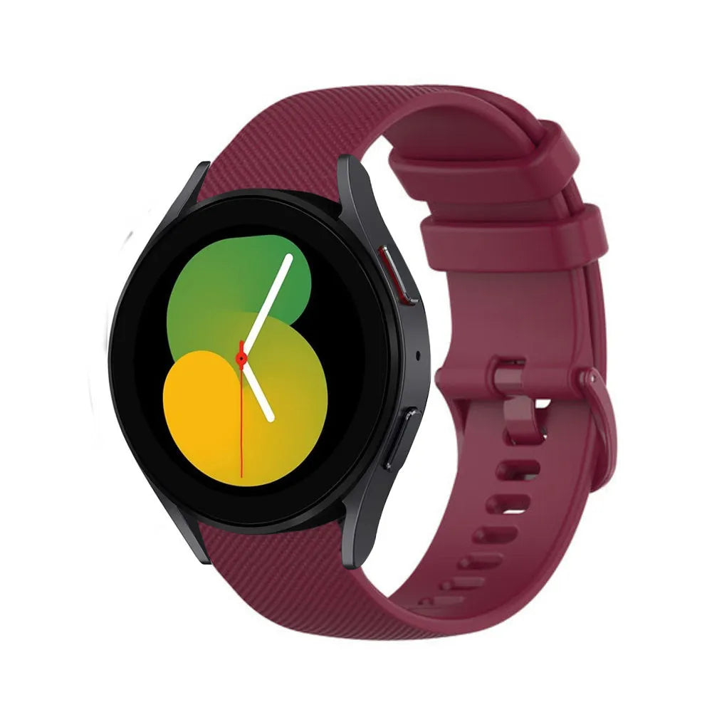Premium Silicone Strap, dark red, on a watch, 3/4 front view