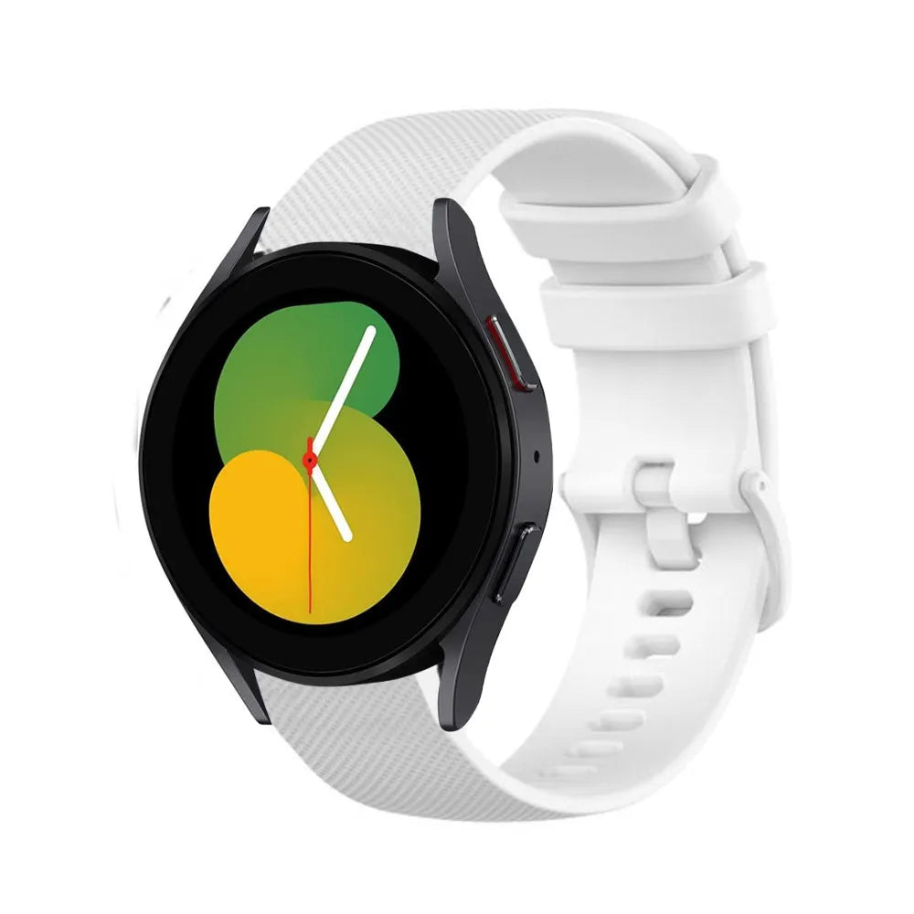Premium Silicone Strap, white, on a watch, 3/4 front view