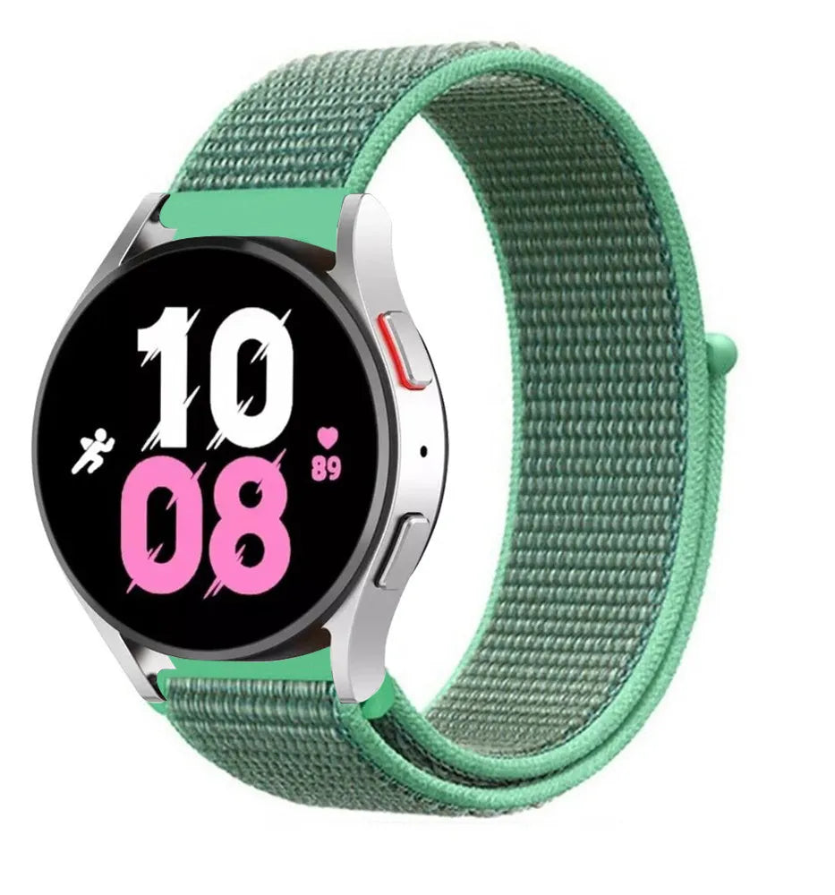 Nylon Strap, mint, on a watch, 3/4 front view