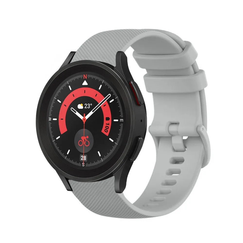 Premium Silicone Strap, grey, on a watch, 3/4 front view