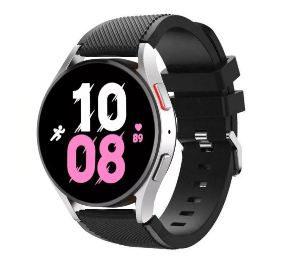 Twill Silicone Strap, black, on a watch, 3/4 front view