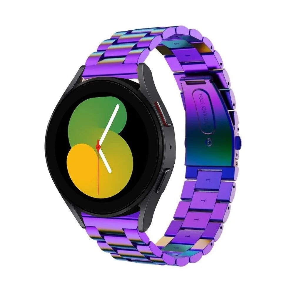 Steel Strap, pearlescent, on a watch, 3/4 front view