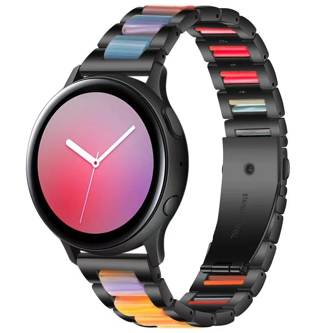 Steel Resin Strap, on a watch, 3/4 front view