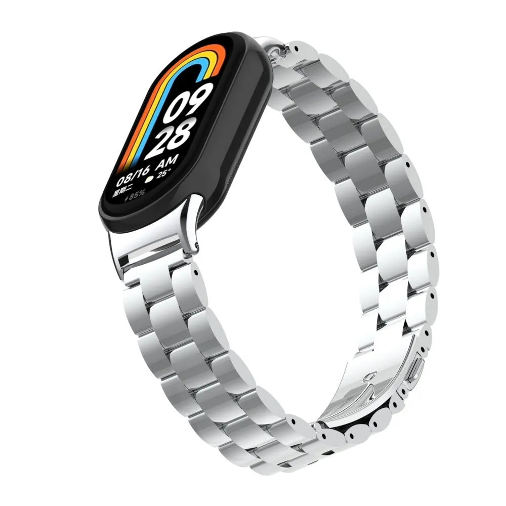 Steel Strap, silver, on a watch, 3/4 front view