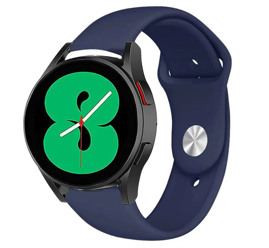 Silicone Sport Strap, dark blue, on a watch, 3/4 front view