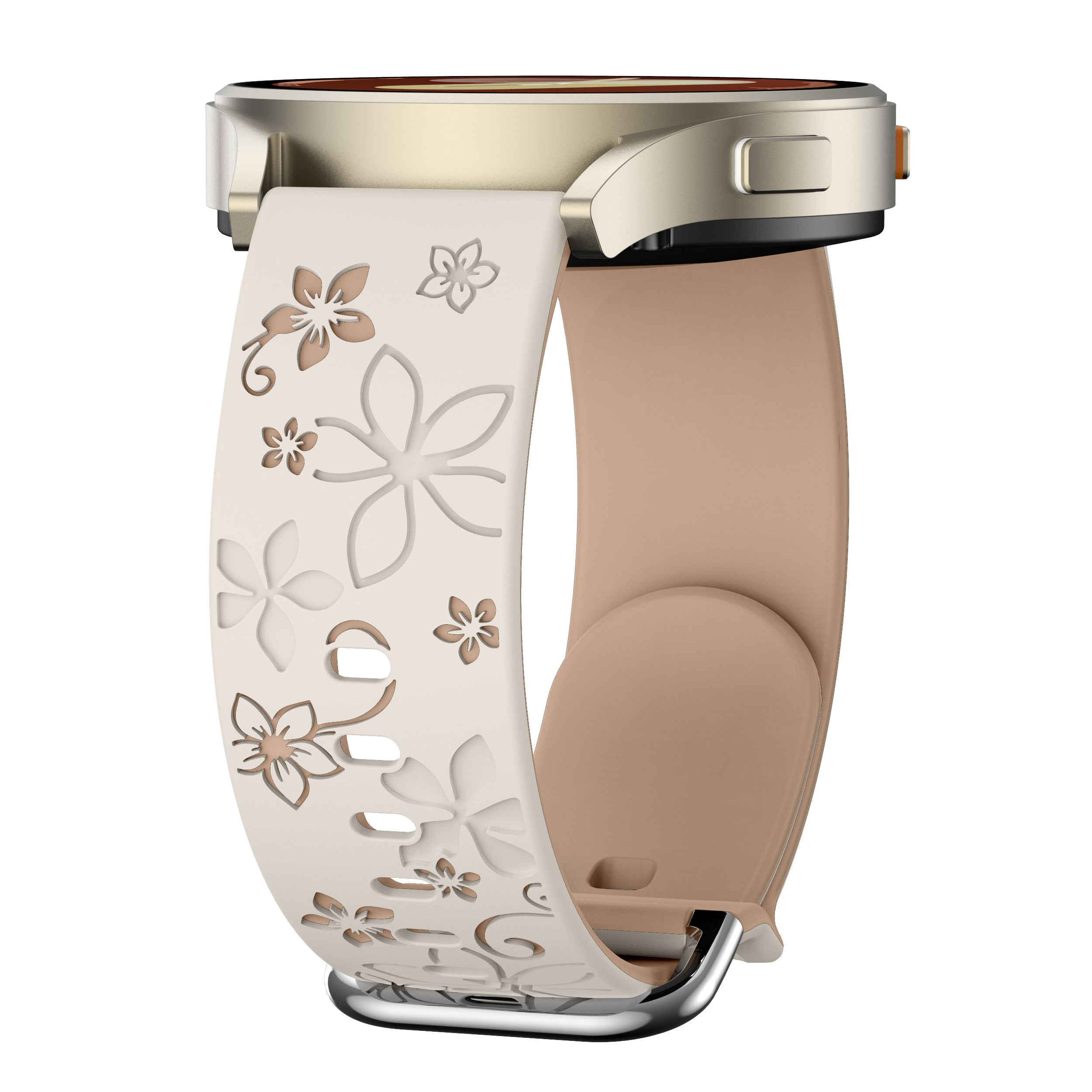 Correa silicona con flores Xiaomi Watch S4 - 41mm (blanco estrella/beige)