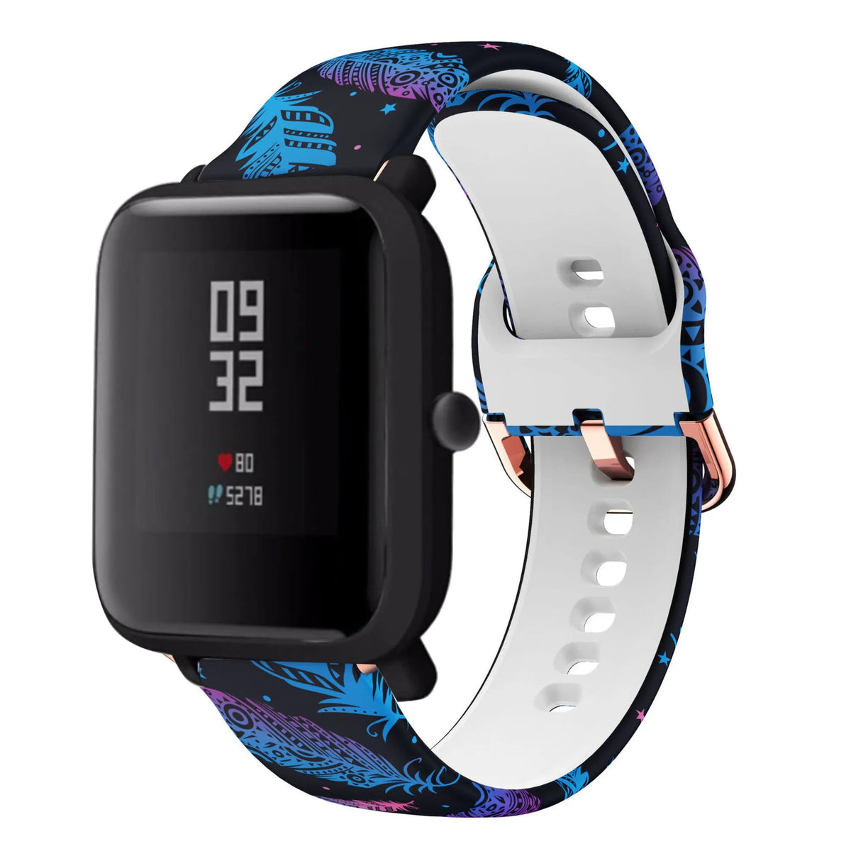 Print Silicone Strap, on a watch, 3/4 front view