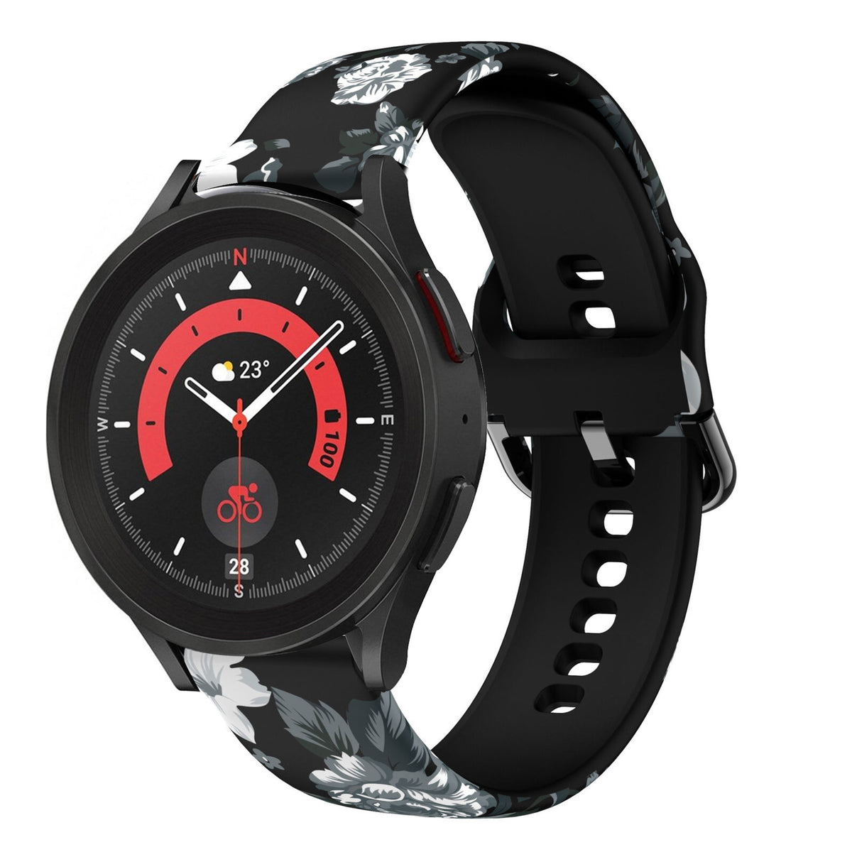 Print Silicone Strap, on a watch, 3/4 front view