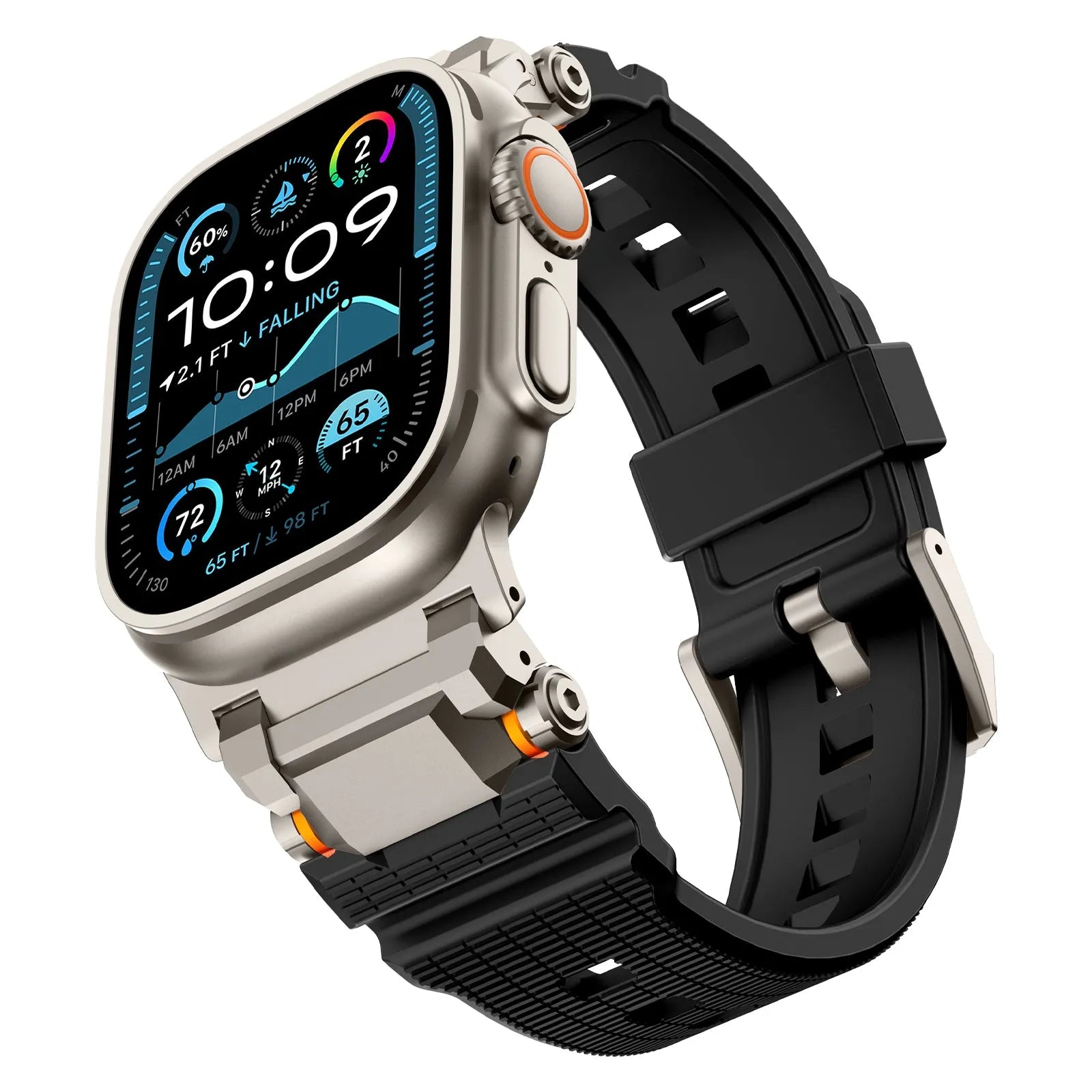 Correa silicona 'Aventurero' Apple Watch (negra/titanio)