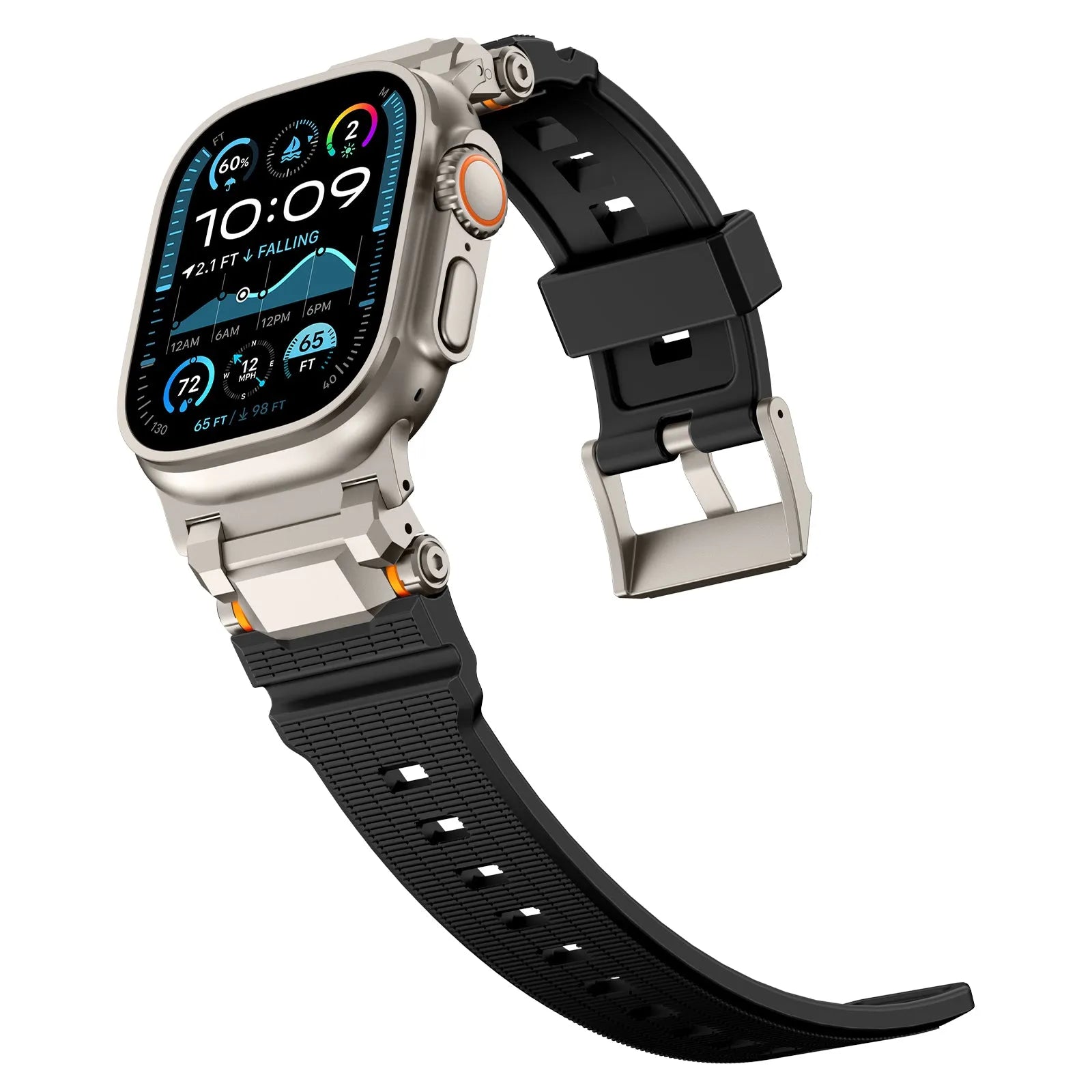 Correa silicona 'Aventurero' Apple Watch (negra/titanio)