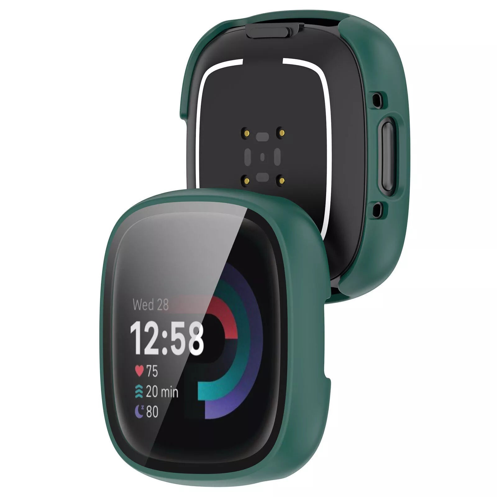 Funda rígida con vidrio Fitbit Versa 4 / Sense 2 (verde)