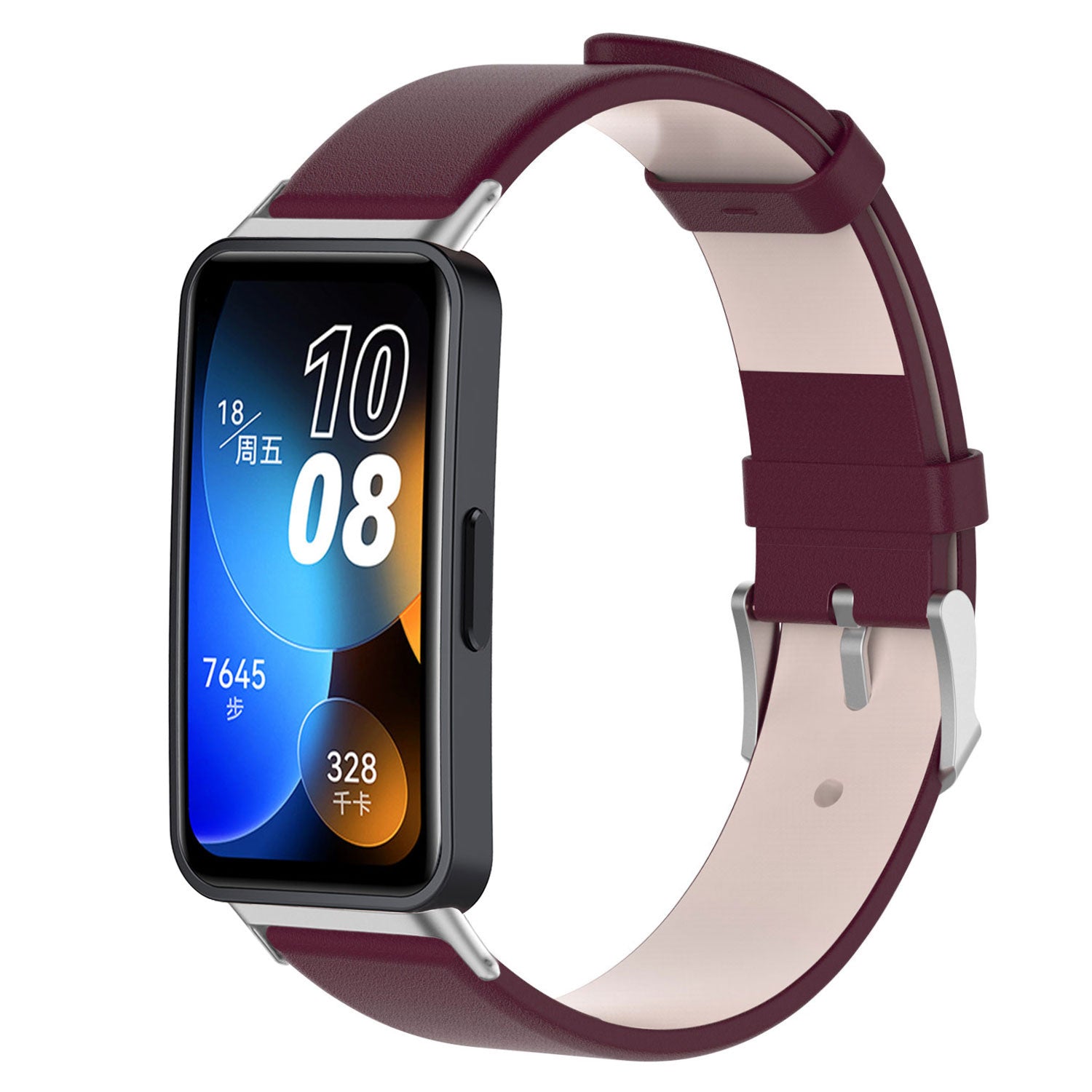 Correa cuero Huawei Band 10 (vino rojo)