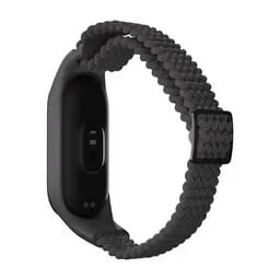 Nylon Mi Braided Strap, dark grey, on a watch, 3/4 front view