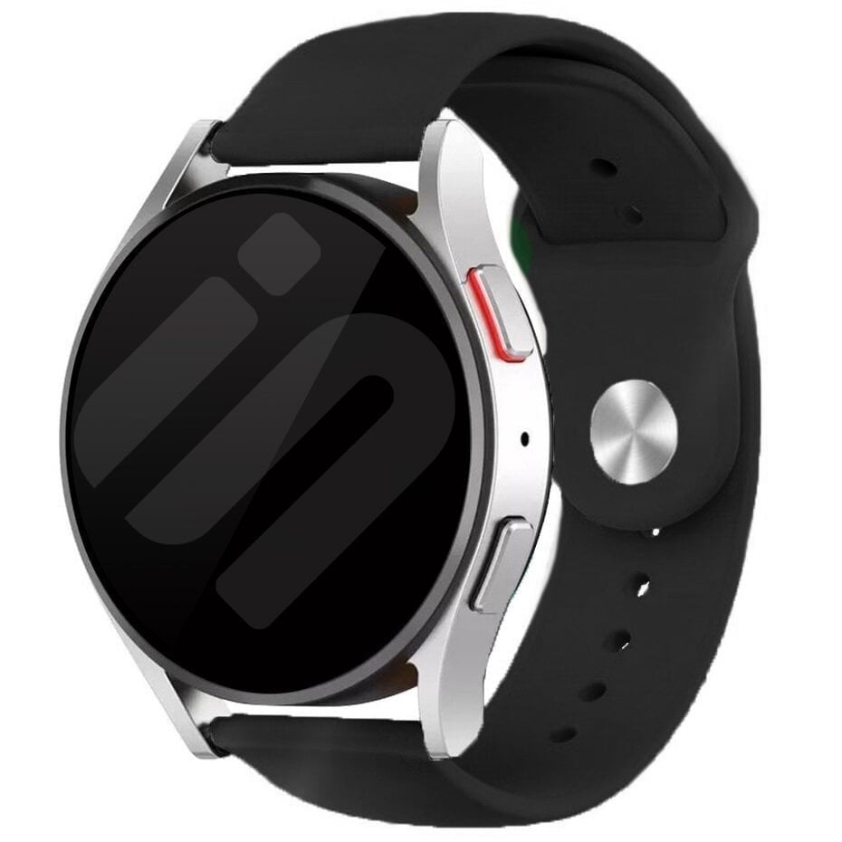 Silicone Sport Strap, black, on a watch, 3/4 front view