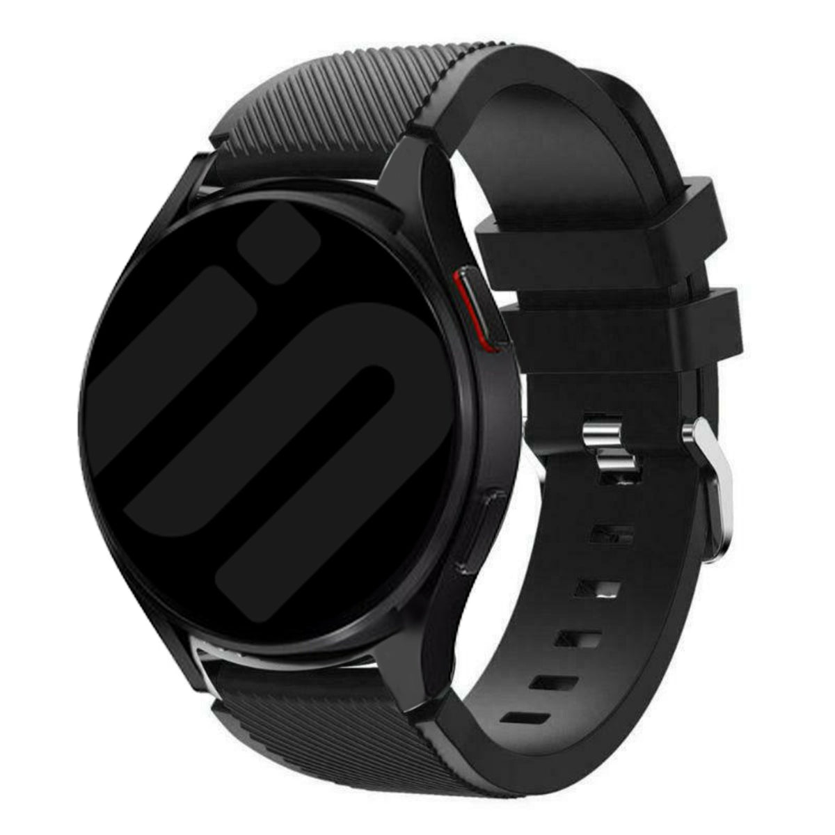 Twill Silicone Strap, black, on a watch, 3/4 front view