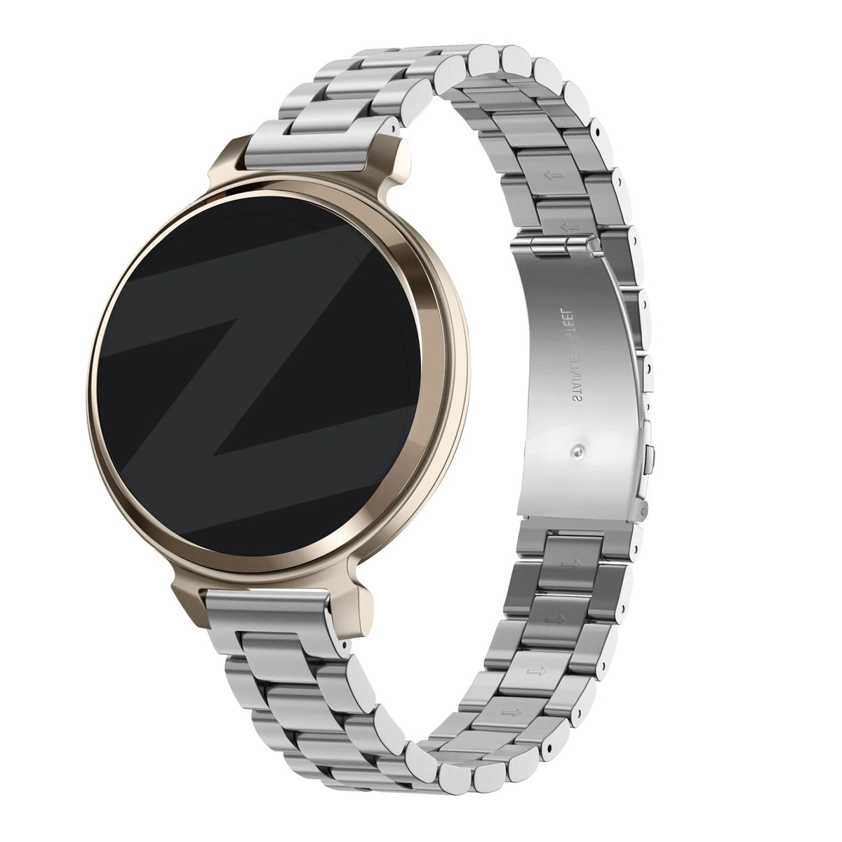 Steel Strap 'Classic', silver, on a watch, 3/4 rear view