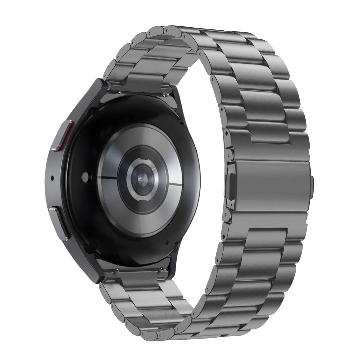 Titanium Strap 'Classic', graphite, on a watch, 3/4 rear view