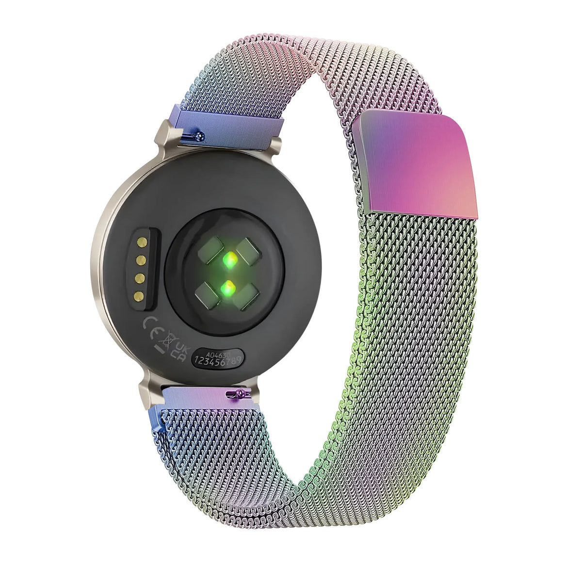Milanese Loop Strap, on a watch, 3/4 rear view
