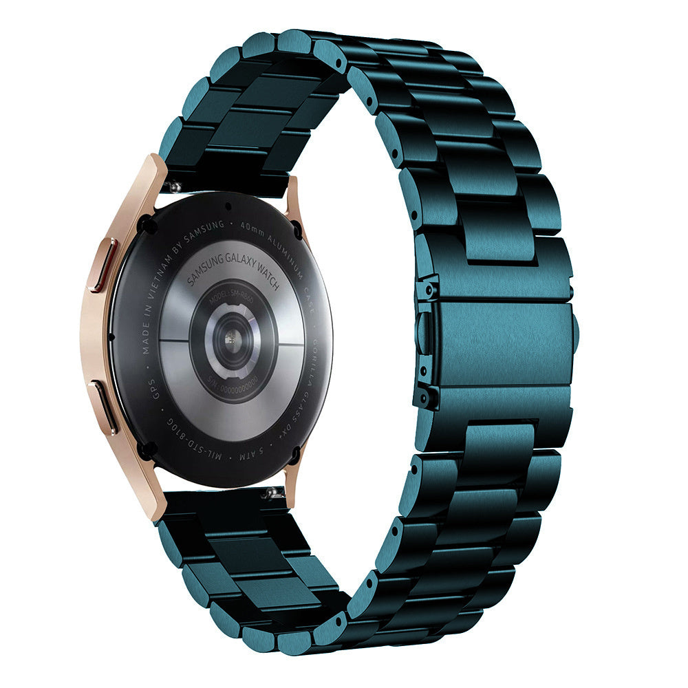 Steel Strap, dark green, on a watch, 3/4 rear view