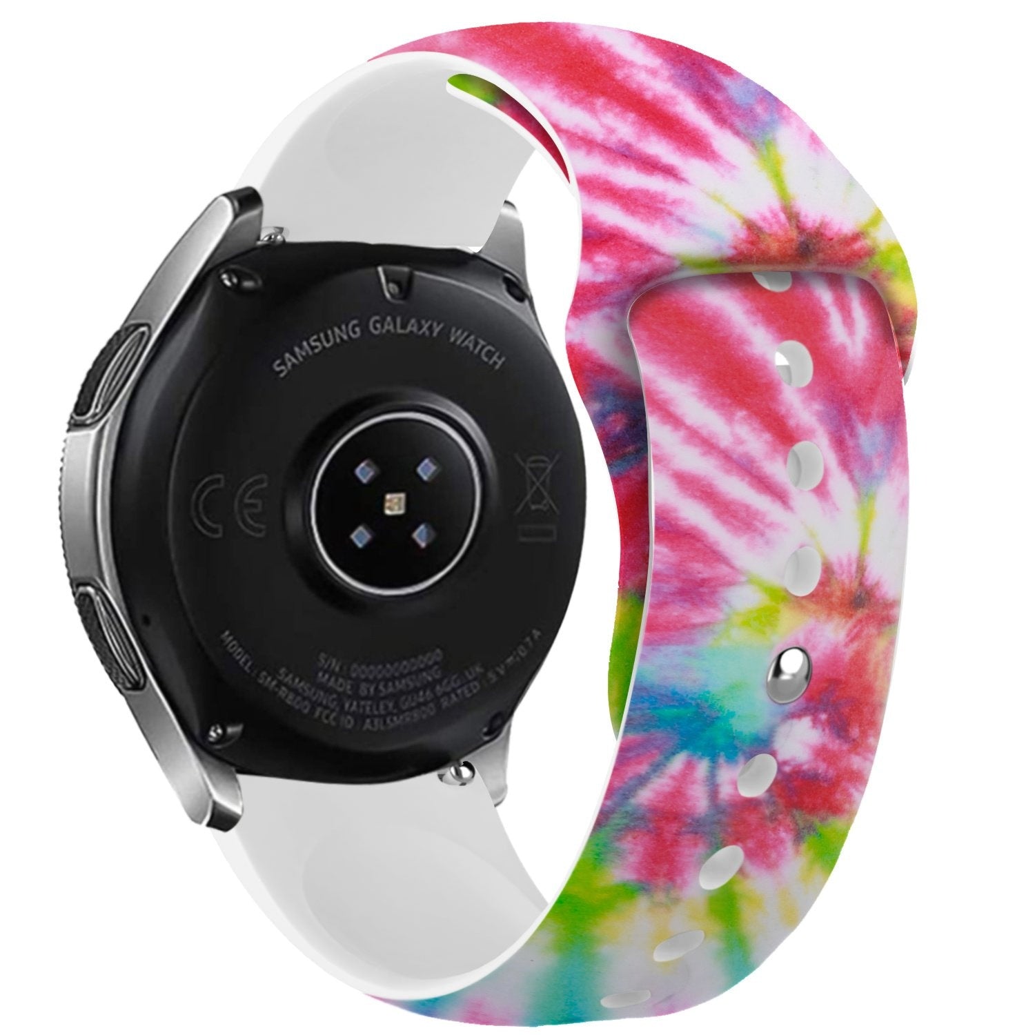 Print Silicone Strap, on a watch, 3/4 rear view