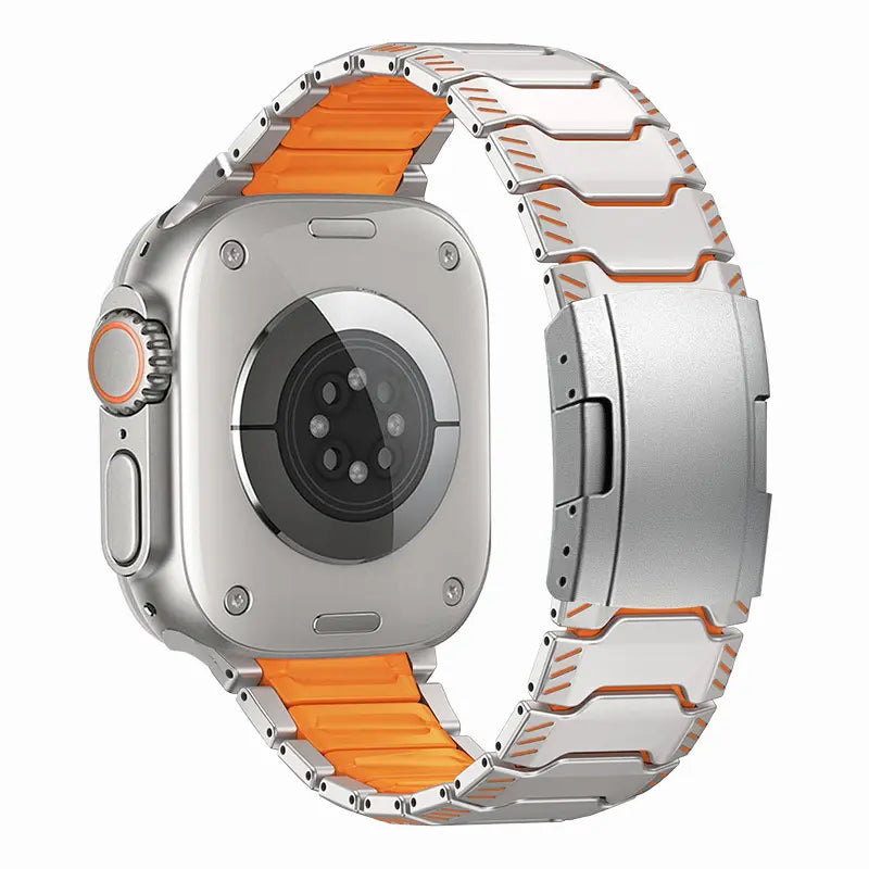 Correa titanio híbrida mecha Apple Watch (titanio/naranja)