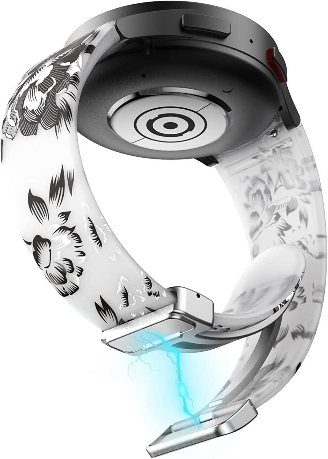 Silicone Magnetic Patterned Strap, on a watch, 3/4 rear view