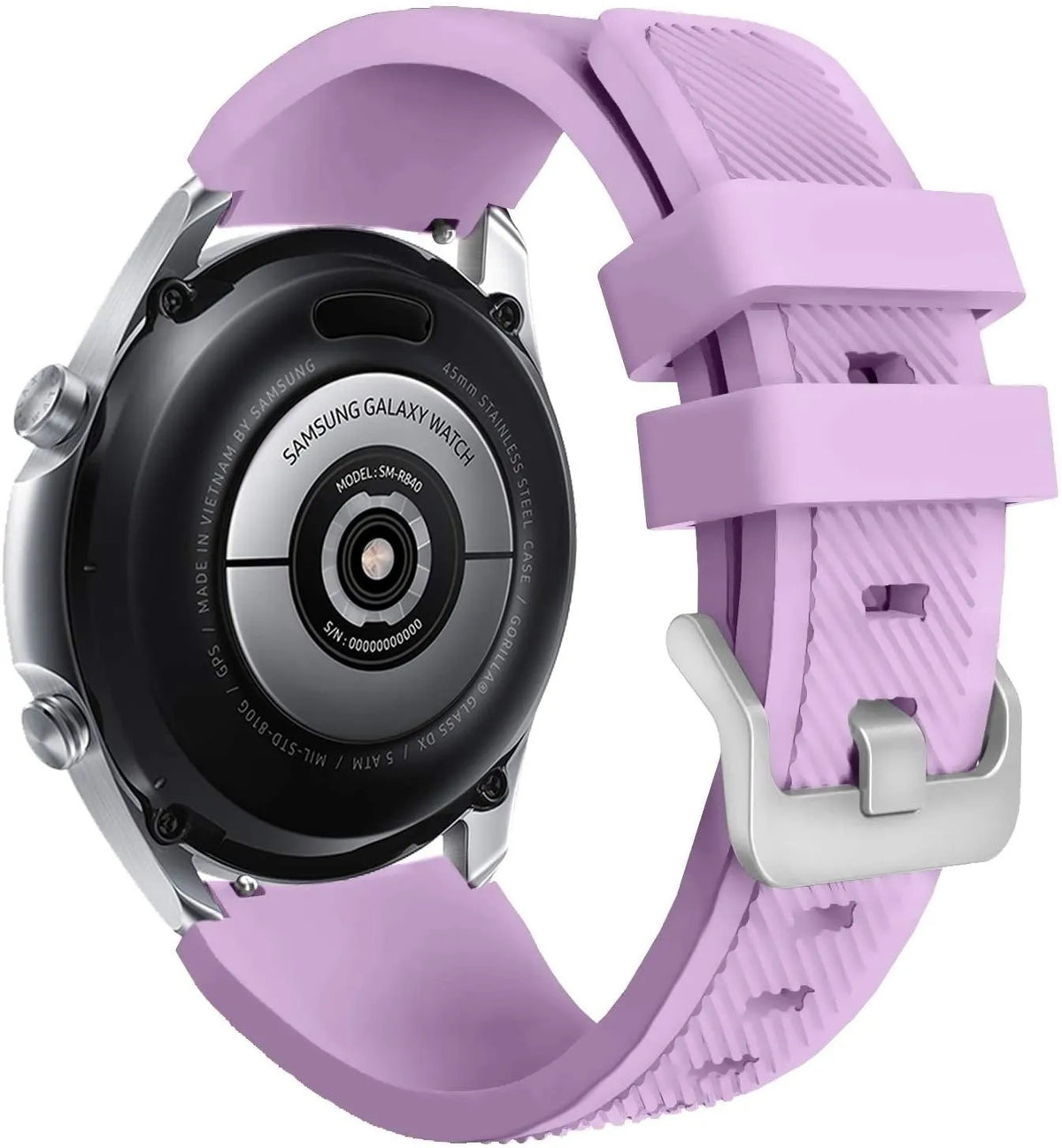 Twill Silicone Strap, on a watch, 3/4 rear view