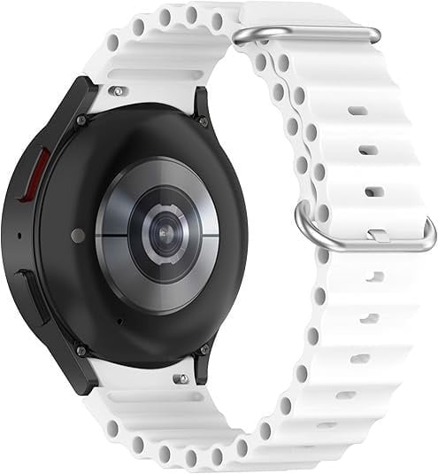 Silicone Ocean Strap, white, on a watch, 3/4 rear view