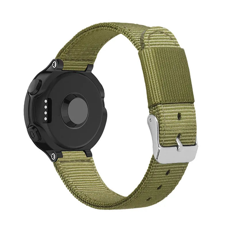 Nylon Buckle Strap, green, on a watch, 3/4 rear view