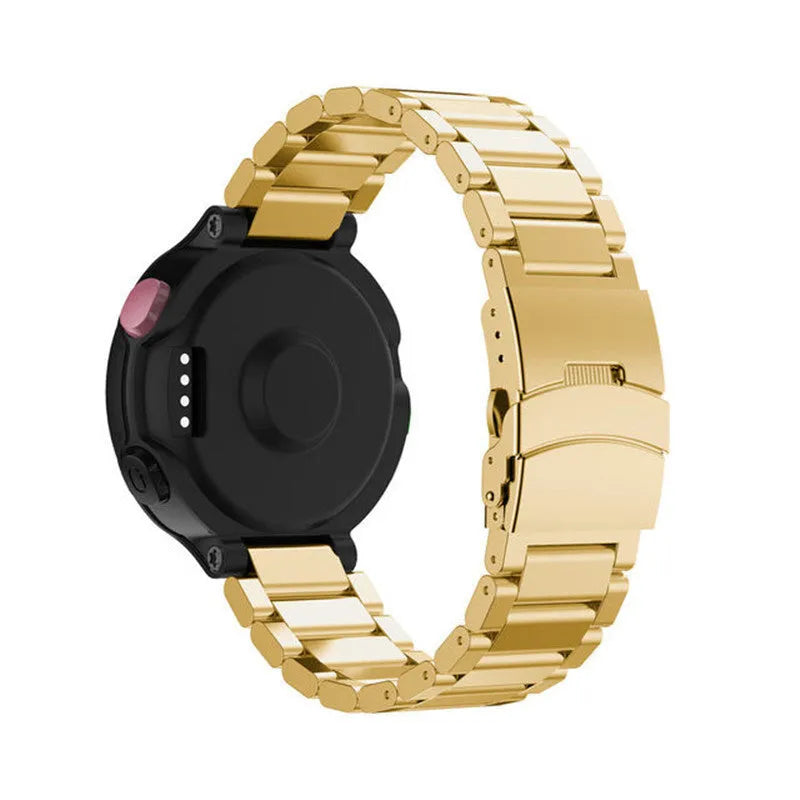 Steel Strap, gold, on a watch, 3/4 rear view