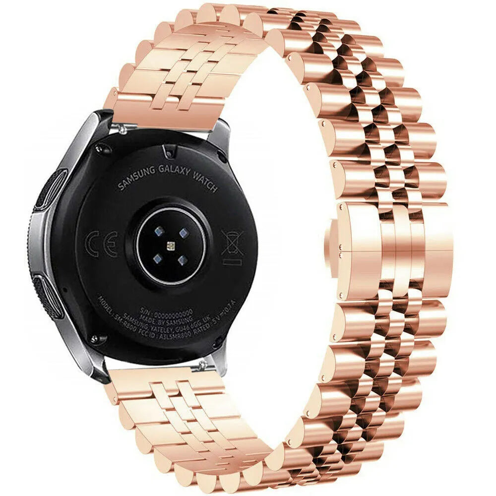 Jubilee Steel Strap, rose gold, on a watch, 3/4 rear view
