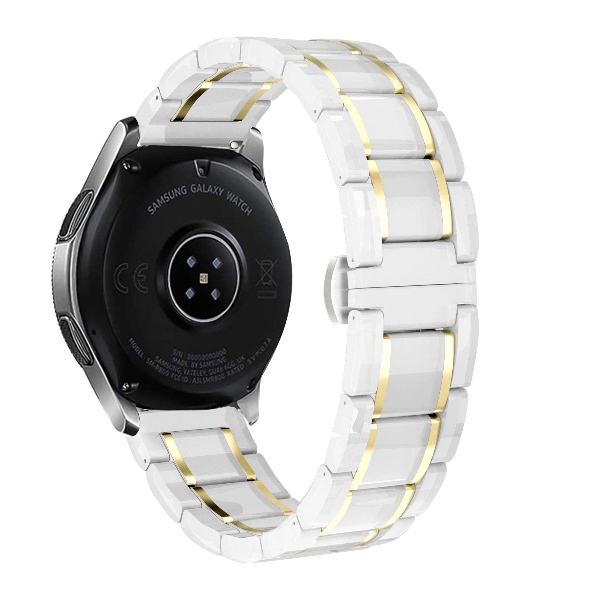 Correa ceramica con establones Samsung Galaxy Watch FE (blanco/dorado)