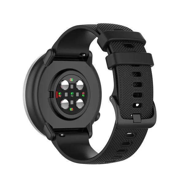 Premium Silicone Strap, black, on a watch, 3/4 rear view