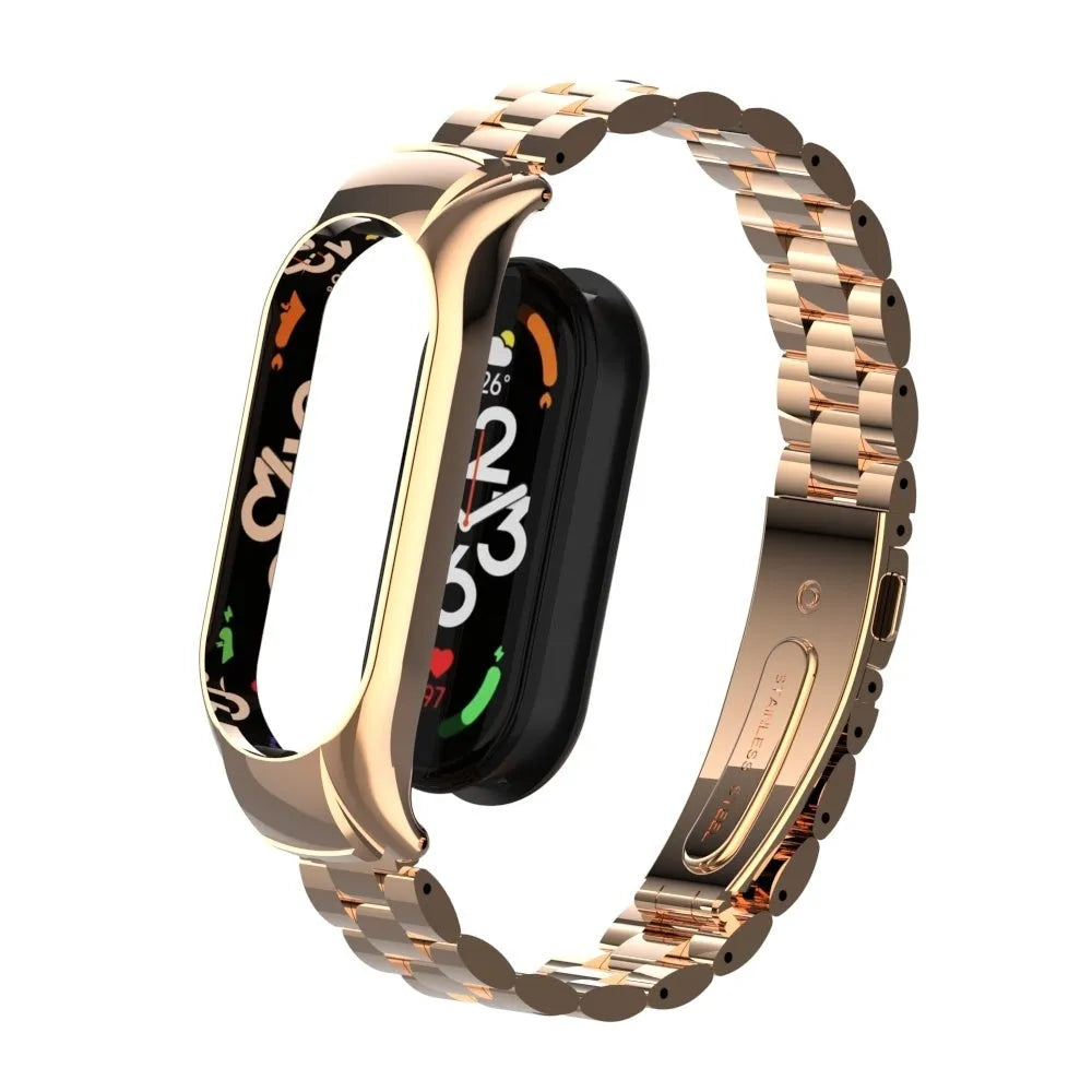Steel Strap, rose gold, on a watch, 3/4 rear view