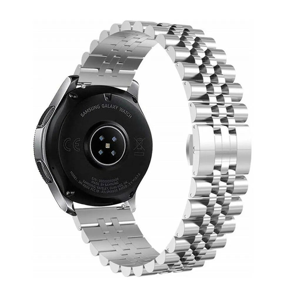 Jubilee Steel Strap, silver, on a watch, 3/4 rear view